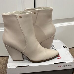 Liz Claiborne Off-White Ankle Booties